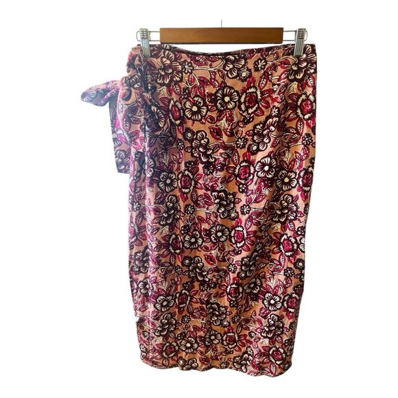 Faherty Women’s Pacifica Linen Blend Wrap Skirt Size Small Floral Rose Dessert - Picture 7 of 11